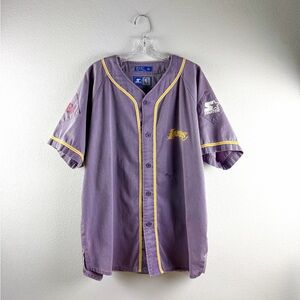 Vintage Lakers STARTER Purple Baseball Jersey with Yellow Trim
